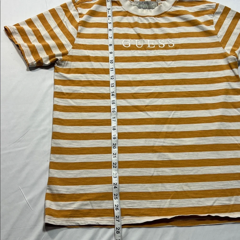 Vintage guess tee size Medium yellow white block stripes - Picture 4 of 6